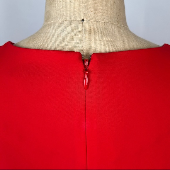 COS Red Long Sleeve Midi Pleated Raw Hem Dress Size 10 - Picture 9 of 15